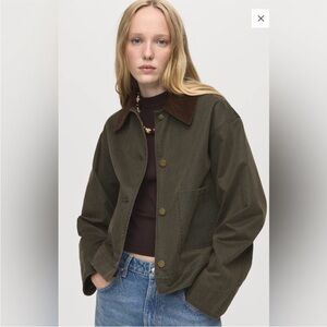 MANGO Denim Barn Jacket with Contrasting Collar Size S